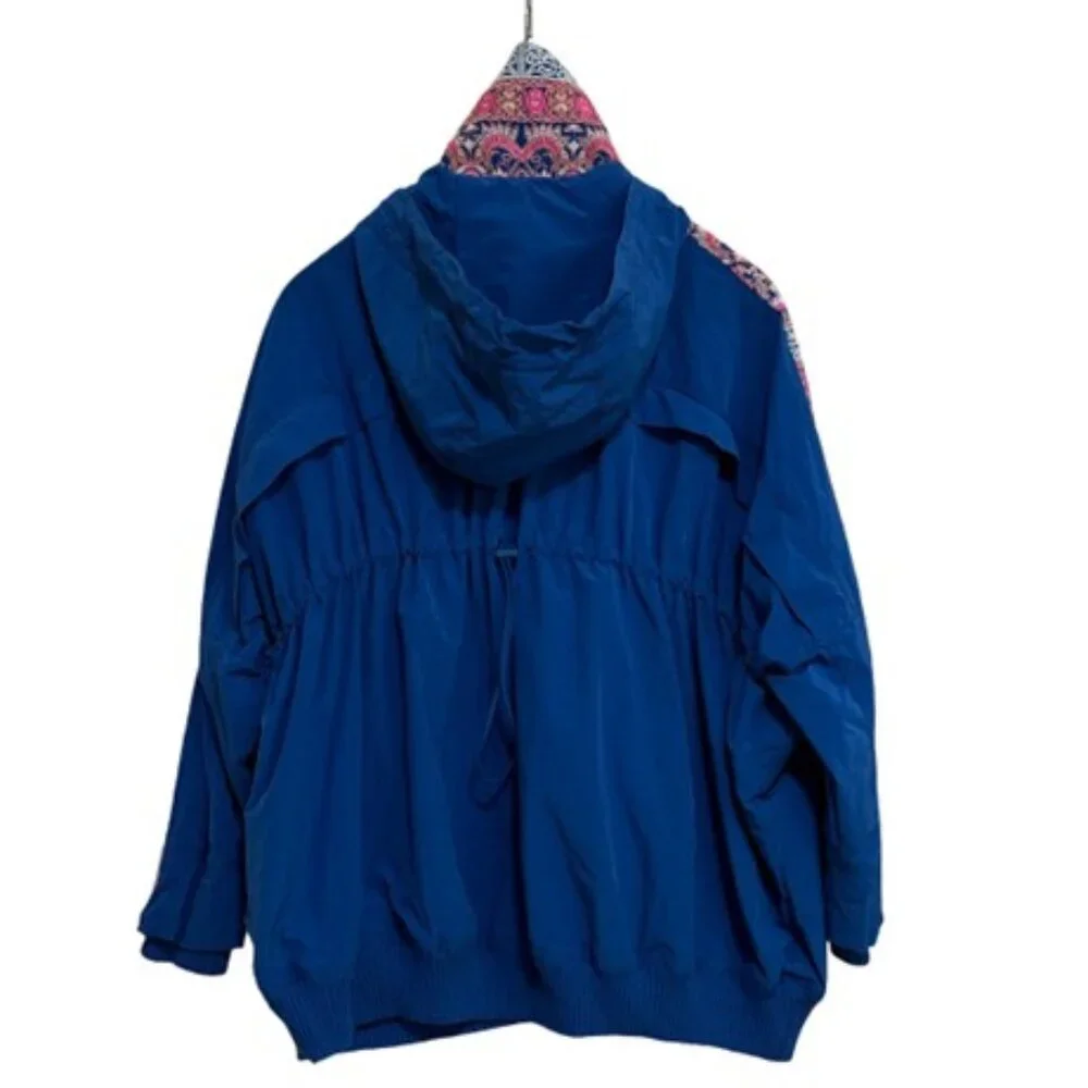 NWOT FP Movement She Fly Embroidered Anorak Jacket - Blue - Size XS